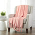 Homiest Fleece Throw Blanket with Fringe, Soft & Cozy Flannel Light Pink Throw Blanket, Lightweight Decorative Throw Blanket for Sofa Bed Chair All Season (Blush Pink, 50 x 60 Inch)