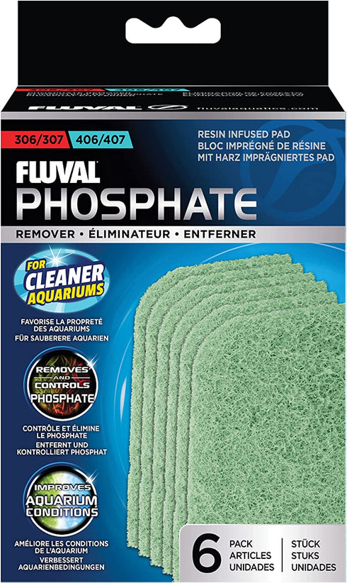 Fluval 307/407 Phosphate Remover Pad, Replacement Aquarium Canister Filter Media, 6-Pack