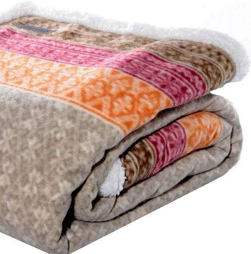 Eddie Bauer Home | Brushed Collection | Giftable Sherpa Fleece Reversible Throw, Ultra Soft & Cozy, Perfect for Bed or Couch, Fair Isle Khaki