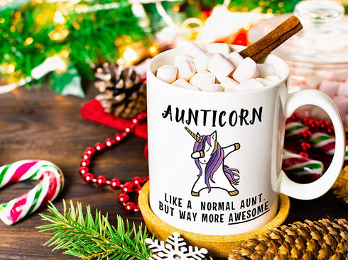CLASSIC MUGS Aunticorn Funny Aunt Coffee Mug Best Mother's Day Gift for Aunty Aunties Siblings Sisters from Niece Nephew Sister Uncle Mom Dad Novelty Gag Gift for Christmas Birthday Mug Tea Cup