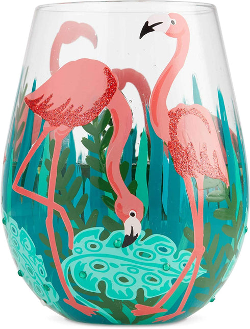 Enesco Lolita Wine Glass Fancy Flamingo