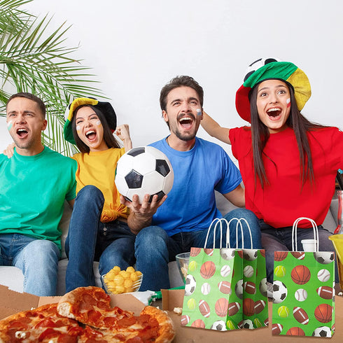 20 PCS Sports Party Favor Bags Soccer Goodie Bags Sports Birthday Party Gift Bags Basketball Themed Bags Football Sports Party Supplies Bags Decorations for Kids