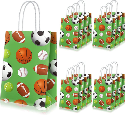 20 PCS Sports Party Favor Bags Soccer Goodie Bags Sports Birthday Party Gift Bags Basketball Themed Bags Football Sports Party Supplies Bags Decorations for Kids