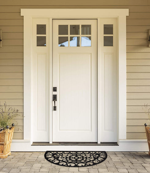 DII Rubber Doormats Collection All Weather, 18x30, Half Moon Scroll