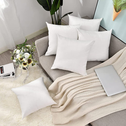 LisBiya Linen Throw Pillow Covers 18 x 18 White Decorative Textured Square Pillow Case for Sublimation Farmhouse Bed 4 Pack