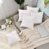 LisBiya Linen Throw Pillow Covers 18 x 18 White Decorative Textured Square Pillow Case for Sublimation Farmhouse Bed 4 Pack