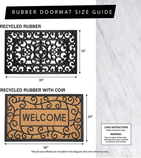 DII Rubber Doormats Collection All Weather, 18x30, Leaf Border