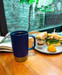 Mora Ceramics Large Tea Mug with Loose Leaf Infuser and Ceramic Lid, 18 oz, Portable, Microwave and Dishwasher Safe, Tall Coffee Cup - Rustic Matte Ceramic Glaze, Modern Herbal Tea Strainer, Deep Blue
