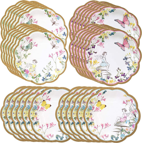Talking Tables Truly Fairy Paper Plate with Fairy Design for a Tea Party or Birthday, Multicolor (24 Pack)