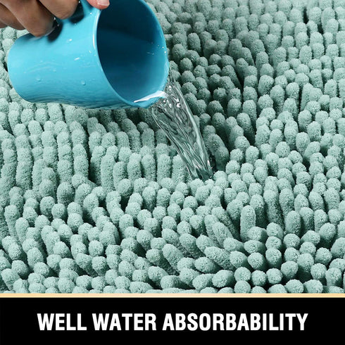 Bathroom Rugs Bath Mat Bath Rugs Bath Mats for Bathroom Non Slip Extra Thick Buncy Soft Chenille Bath Rug Fulffy Shag, Indoor Rug Carpet for Entry Living Room (Aqua, 20" x 32")