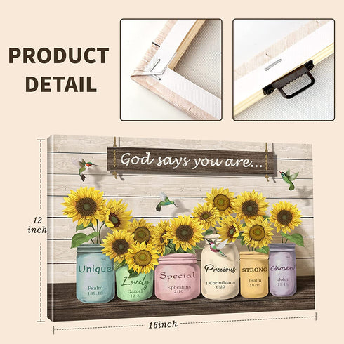 Wall Art Painting Canvas Wall Art Sunflower Encourage Text Canvas Artwork Flower Wall Decor Prints Wall D©cor for Living Room Bedroom Home Decoration Ready to Hang