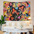 Mushroom Tapestry Hippie Eyes Tapestries Stars Tapestry Colorful Flowers Tapestry Wall Hanging for Room(51.2 x 59.1 inches)