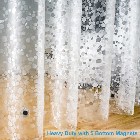 UFRIDAY Extra Long Shower Curtain Liner 72x86 Inch?EVA Plastic Waterproof Shower Curtain with 5 Magnets,Heavy Duty,Semi Transparent, 3D Cobblestone Bathroom Liner
