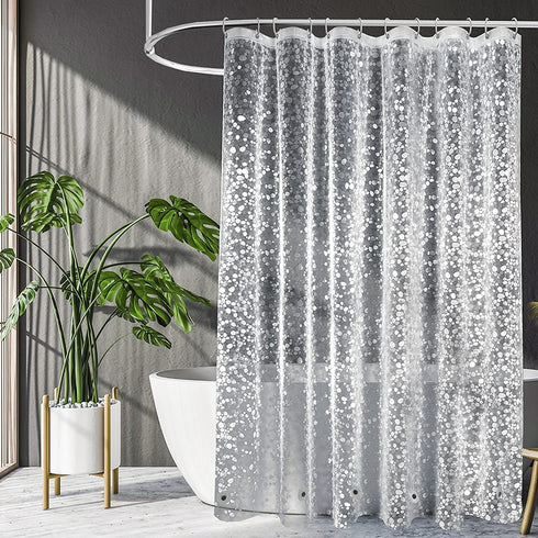 UFRIDAY Extra Long Shower Curtain Liner 72x86 Inch?EVA Plastic Waterproof Shower Curtain with 5 Magnets,Heavy Duty,Semi Transparent, 3D Cobblestone Bathroom Liner