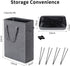 ZERO JET LAG Slim Laundry Hamper Handles Collapsible Laundry Basket Thin Dirty Clothes Basket Narrow Laundry Bag Foldable Dirty Hamper 45L (21 inches,Dark Grey)