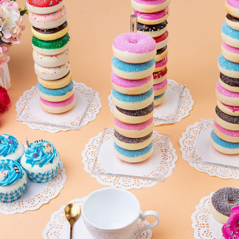 weddingwish Acrylic Donut Stands Clear Donut Bagels Display Stand Holder?Bagels Holder Doughnut Display Stand Tower for Wedding Birthday Treat Parties, Class Reunion, Children's Birthday Party,6 PCS