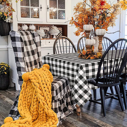 Plaid Tablecloths Valentines Tablecloths Farmhouse Black and White Checkered Tablecloth Buffalo Table Linen for Valentines Party Decorations 56x120 inch