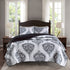 Comfort Spaces Coco 2 Piece Quilt Coverlet Bedspread Ultra Soft Printed Damask Pattern Hypoallergenic Bedding Set, Twin/Twin XL, Black