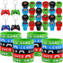 60 Pieces Video Game Party Favors Set Includes 20 Video Game Bracelets Wristbands, 24 Video Game Stampers, 16 Game Handle Keychains for Video Game Party Supplies Birthday