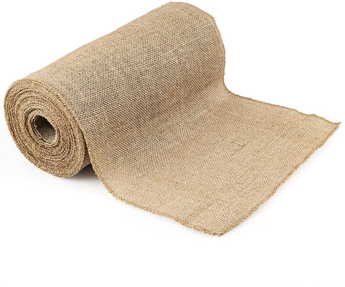 iPEGTOP Burlap Table Runner - 12 Inches x 10 Yards Extra Long - Natural Jute Fabric Roll Placemats Centerpieces with Sewn Edges for Farmhouse Country Rustic Home Decor Wedding Decorations Crafts