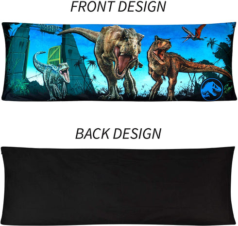 Franco Kids Bedding Super Soft Microfiber Zippered Body Pillow Cover, 20" x 54", Jurassic World,PE0118