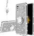 for LG Velvet 5G Case (LM-G900), LG Velvet 5G UW Case Glitter Luxury Sparkles TPU Silicone Slim Cute for Women Girls with Kickstand, Bling Diamond Ring Stand & Strap Case for LG Velvet 5G (Silver)
