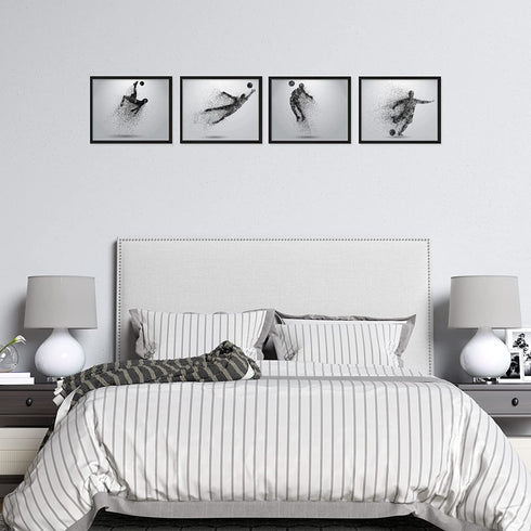 Soccer Wall Art Prints - Particle Silhouette Set of 4 (8x10) Poster Photos - Man Cave- Bedroom Decor