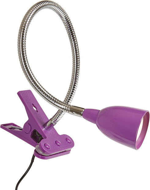 Newhouse Lighting NHCLP-LED-PUR Purple Metal Flexible Clamp-Style LED Goose Neck Desk Lamp in 3000K Warm White Color Temperature with Power Adapter and 6 ft. Power Cord