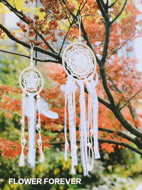 Hiplus Boho Handmade Native Macrame Dream Catchers,Wedding Party Favor,Nursery Decor,Baby Shower,Birthday Gift,Bedroom Wall Ornaments Car Hanging Decoration ¦ (4 PCS Round Shape)