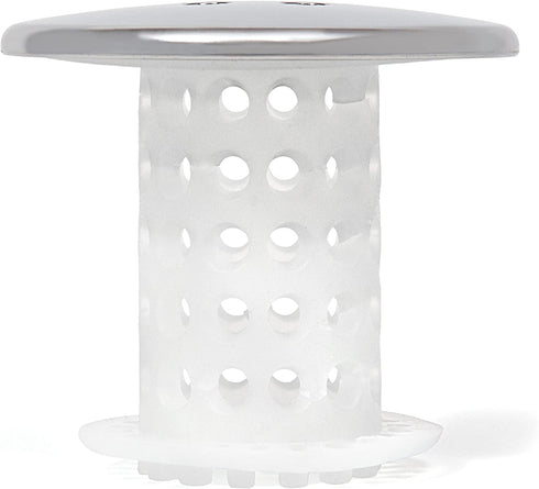 TubShroom Tub Drain Hair Catcher, 2 Pack, Chrome Drain Protector and Hair Catcher for Bathroom Drains, Fits 1.5? 1.75? Bathtub and Shower Drains