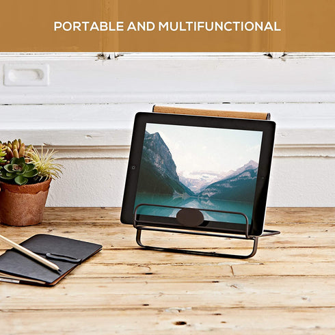 Regal Trunk Metal Cookbook Holder Stand - Recipe Book Holder - Adjustable And Foldable Cookbook Stand For Kitchen Counter - Book Holders For Reading Hands Free - Ipad Stand Or Mini Easel Stand
