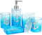 Bathroom Accessories Set, 5 PCS Resin Glass Bath Ensemble Set - Soap Dispenser + Soap Dish + Tumble Cup + Toothbrush Holder + Cotton Canister, Modern Bathroom Home Decor, Countertop Vanity Organizer