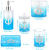 Bathroom Accessories Set, 5 PCS Resin Glass Bath Ensemble Set - Soap Dispenser + Soap Dish + Tumble Cup + Toothbrush Holder + Cotton Canister, Modern Bathroom Home Decor, Countertop Vanity Organizer
