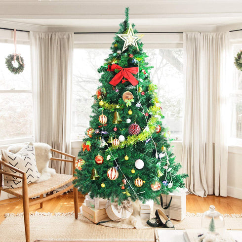 UHINOOS Artificial Christmas Tree, Christmas Full Tree with Metal Stand, Easy Assembly Unlit Christmas Tree (6FT)