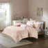 Intelligent Design Raina 5 Piece Metallic Printed Duvet Cover Set, Full/Queen, Blush/Gold