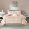 Intelligent Design Raina 5 Piece Metallic Printed Duvet Cover Set, Full/Queen, Blush/Gold