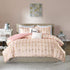 Intelligent Design Raina 5 Piece Metallic Printed Duvet Cover Set, Full/Queen, Blush/Gold