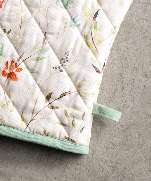 Maison d' Hermine Colmar 100% Cotton Easter Set of Oven Mitt (7.5 Inch by 13 Inch) and Pot Holder (8 Inch by 8 Inch) for BBQ | Cooking | Baking | Grilling | Microwave | Barbecue | Spring/Summer