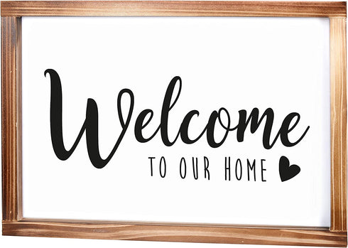 Welcome to Our Home Sign -Rustic Farmhouse Decor for the Home Sign - Wall Decorations for Living Room, Modern Farmhouse Wall Decor, Rustic Wall Hanging Welcome Sign with Solid Wood Frame -11x16 inches