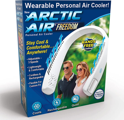 Ontel Arctic Air Freedom Portable Personal Air Cooler and Personal 3-Speed Neck Fan, Hands-Free Light-weight Design, Cordless and Rechargeable