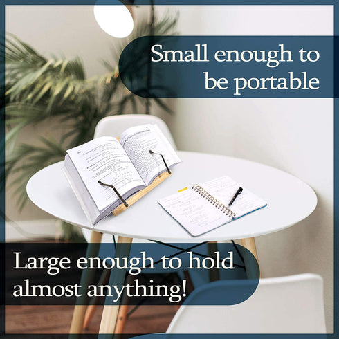 Bamboo Book Stand for Reading, a Cookbook Stand / Recipe Book Holder, Sheet Music Stand, Art Easel, Phone or Tablet Stand - 1 Unit