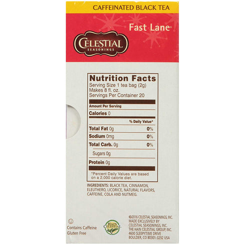 Celestial Seasonings Black Tea, Fast Lane, Contains Caffeine, 20 Tea Bags (Pack of 6)