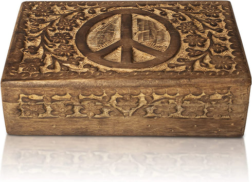 Great Birthday Gift Ideas Handmade Decorative Wooden Jewelry Box Jewelry Organizer Keepsake Box Treasure Chest Trinket Holder Watch Box Storage Box Anniversary Housewarming Gifts Women (Natural Finish)