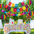 Whaline Colourful Birthday Decorations Hot-air Balloon Fiesta Hanging Paper Fans Hanging Swirl Polka Dot String Pom Poms Flowers Happy Birthday Banner Paper Garland for Birthday Decor Party 20Pcs