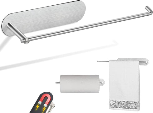 Magnetic Paper Towel Holders Kitchen Towel bar Solid Steel Towel Roll Holders with Strong Magnetic Backing - Fit for Large Paper Towels-for Kitchen, Refrigerator, Grill, Toolbox, Shop(12In-Brushed)