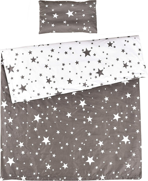 MEJU Star Twinkle 100% Cotton Duvet Cover 43" X 59" + Pillowcase 13" X19" Bedding Set with Zipper Closure for Baby Toddler Boys Girls Crib Bed Decoration Gift (11)