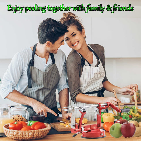 Apple Peeler Corer Slicer Suction Base - Apple Spiralizer Made With Food Grade Stainless Steel Adjustable Blades - Apple Peelers With Strong Suction Cup For The Kitchen - Kitchen Positive Apple Peeler