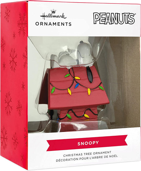 Hallmark Peanuts Snoopy on Decorated Dog House Christmas Ornament