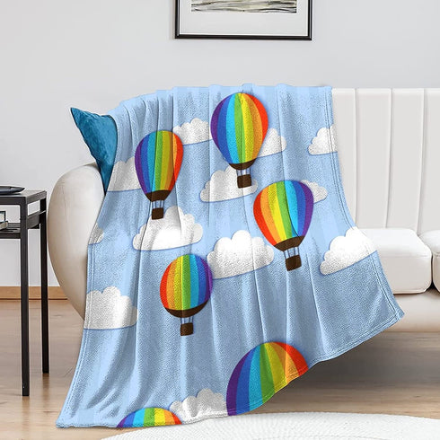 Hot Air Balloon Baby Flannel Fleece for Baby, Toddler, Boys and Girls, Decorative Microfiber Throw Blanket, Ultra Soft Plush Blankets Lightweight for Travel Camping, 50x60 Inch