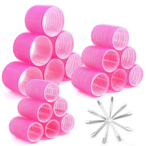 Jumbo Hair Curlers Rollers with Clips, Cludoo 28 Pcs Big Rollers for Hair Set with 3 Sizes Self Grip Hair Roller for Long Medium Short Thick Thin Hair Bangs Volume, Salon Hair Dressing DIY Hair Roller